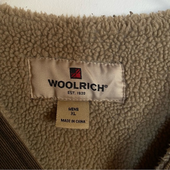 WOOLRICH Sherpa lined Canvas duck zip up Vest Brown Mens size XL - Picture 7 of 9